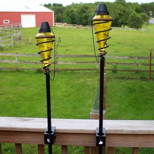 4-Pack Patio Torches Metal Swirl Yellow Glass Outdoor Lawn Garden Tabletop Decor Perspective: left