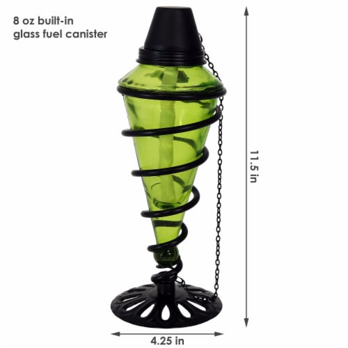 8-Pack Tabletop Patio Torches Metal Swirl Multi-Color Glass Outdoor Table Décor Perspective: left