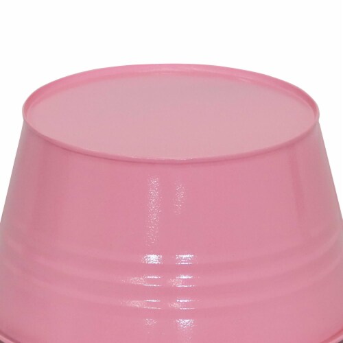Sunnydaze Galvanized Steel Bucket Planters with Handles - Pink - Set of 10 Perspective: left