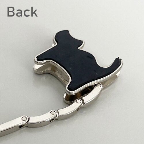 Wrapables Stylish Purse Hook Hanger, Foldable Handbag Table Hanger, Red Cat Perspective: left