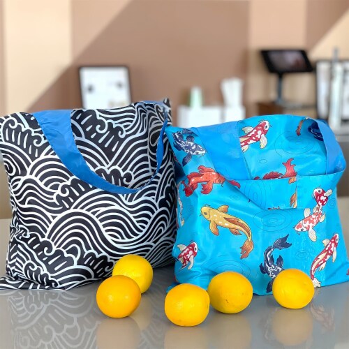 Wrapables AllyBag Collection Reusable Shopping Bag, Koi Fish Perspective: left