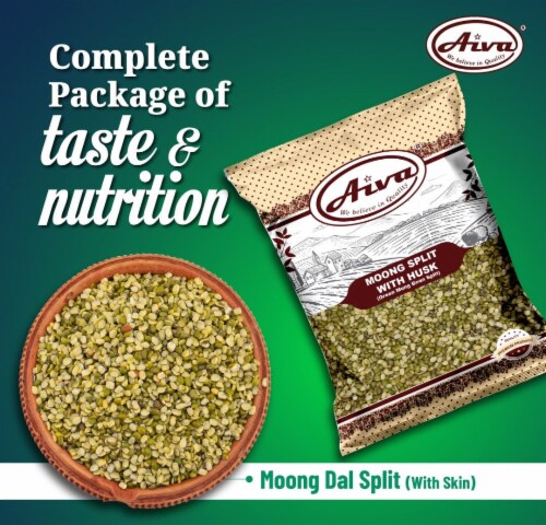 Aiva Moong Split With Husk (Green Mung Bean Split) 2 lb Perspective: left