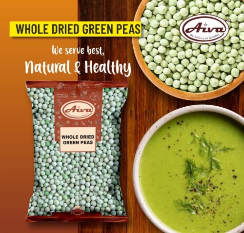 Aiva Whole Dried Green Peas(Green Vatana) 1 LB Perspective: left