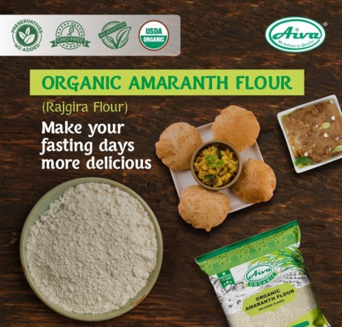 Aiva Organic Amaranth Flour | Rajgaro or Rajagro Flour 2 lb Perspective: left