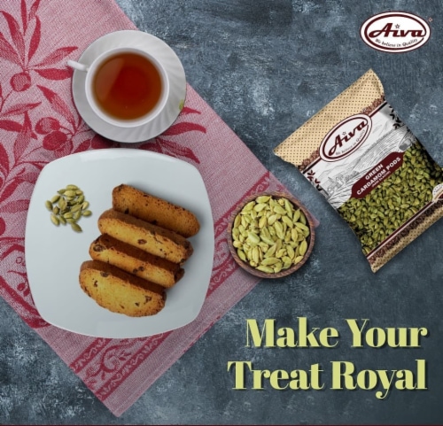 Aiva Green Cardamom Pods (Hari Elaichi) 7 oz Perspective: left