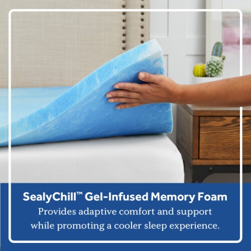 Sealy 1.5-Inch SealyChill Gel Memory Foam Mattress Topper Full Perspective: left