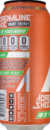 ASHOC Accelerator Peach Mango Smart Energy Drink Can Perspective: left