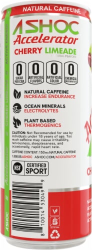 ASHOC Accelerator Cherry Limeade Energy Drink Can Perspective: left
