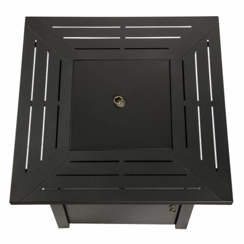Peaktop Outdoor Square 30  Propane Gas Fire Pit with Steel Base HF45701AA-S Perspective: left