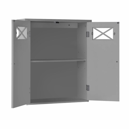 Elegant Home Fashions Bathroom Wall Cabinet With Two Doors Grey Dawson EHF-6810G Perspective: left