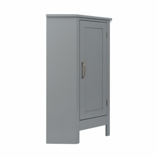 Elegant Home Fashions Wooden Bathroom Corner Floor Storage Cabinet Space Saver, Gray Perspective: left