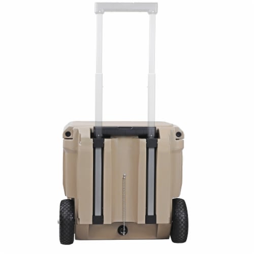 Xspec 45 Quart Towable Roto Molded Ice Chest Outdoor Cooler with Wheels, Sand Perspective: left