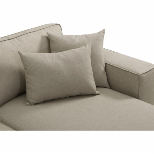 Elson Beige Loveseat with 4 Pillows in Beige Linen Fabric Sofa Couch Perspective: left