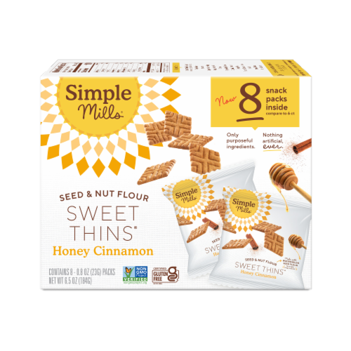 Simple Mills Honey Cinnamon Seed & Nut Flour Sweet Thins Cinnamon Cookies Perspective: left
