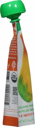 Pumpkin Tree™ Organic Mango Puree With Oat Fiber & Seeds + A Squeeze Of Orange Pouch Perspective: left