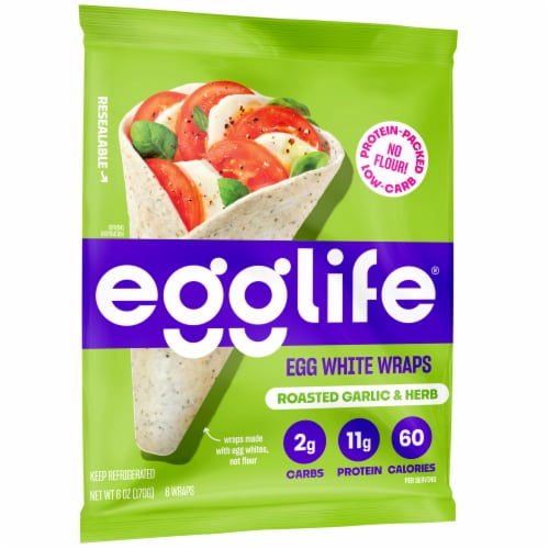 Egglife Roasted Garlic & Herb Egg White Wraps Perspective: left
