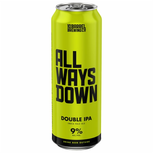 10 Barrel Brewing Co All Ways Down Double IPA Beer Perspective: left