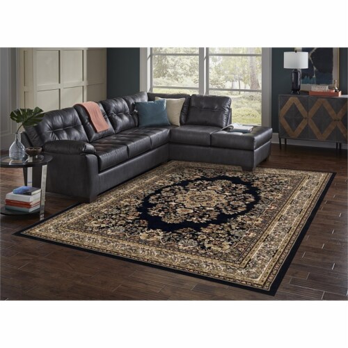 L-Baiet AK289C81 8 x 10 ft. Madeleine Oriental Rug, Black Perspective: left