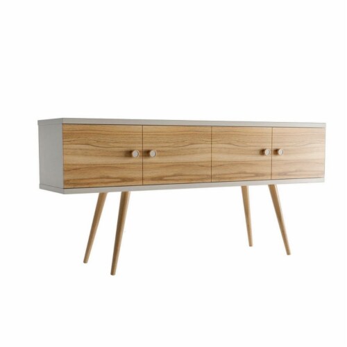 Theodore 60.0 Sideboard with 2 Shelves in Off White and Cinnamon Perspective: left