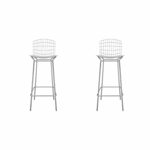 Madeline 41.73   Barstool, Set of 2 with Seat Cushion in Rose Pink Gold and White Perspective: left