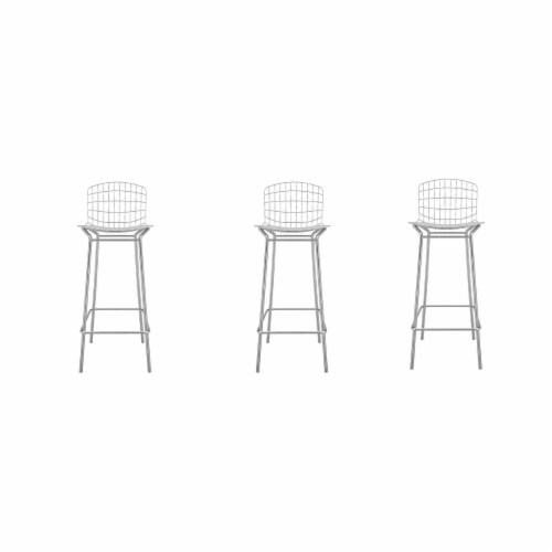 Madeline 41.73  Barstool, Set of 3 with Seat Cushion in Rose Pink Gold and White Perspective: left