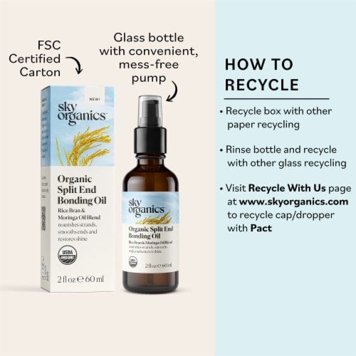 Sky Organics Organic Split End Bonding Oil - 2 fl oz (60 ml) Perspective: left
