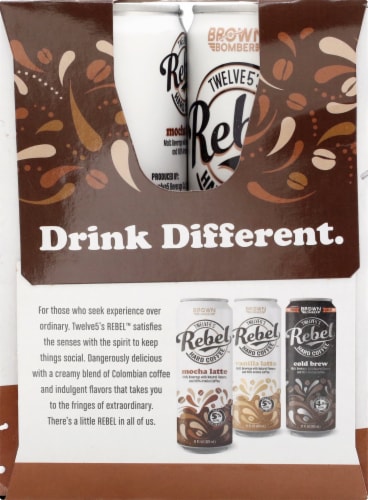 Rebel Hard Coffee Brown Bomber Mocha Latte Hard Coffee Perspective: left