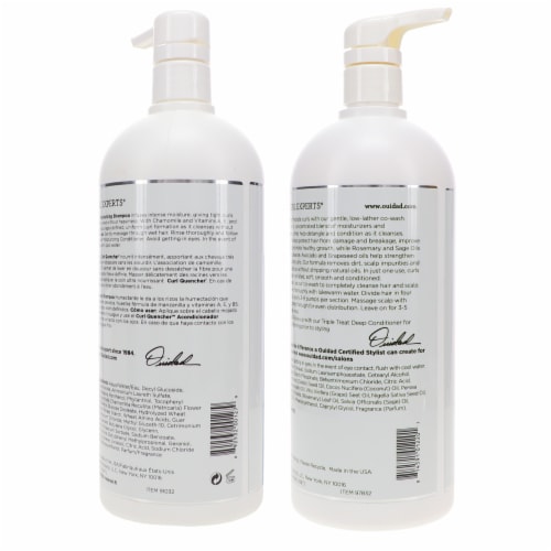 Ouidad Curl Quencher Moisturizing Shampoo 33.8oz & Curl Immersion Low-Lather Coconut Cleansin Perspective: left