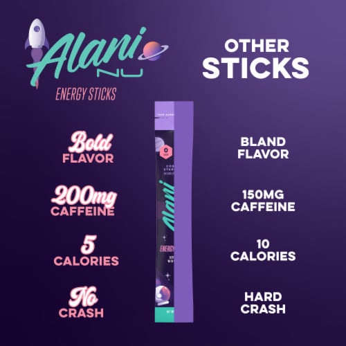 Alani Nu Cosmic Stardust Energy Drink Mix Packets Perspective: left