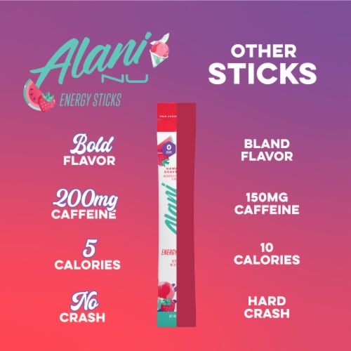 Alani Nu Hawaiian Shaved Ice Energy Drink Mix Packets Perspective: left
