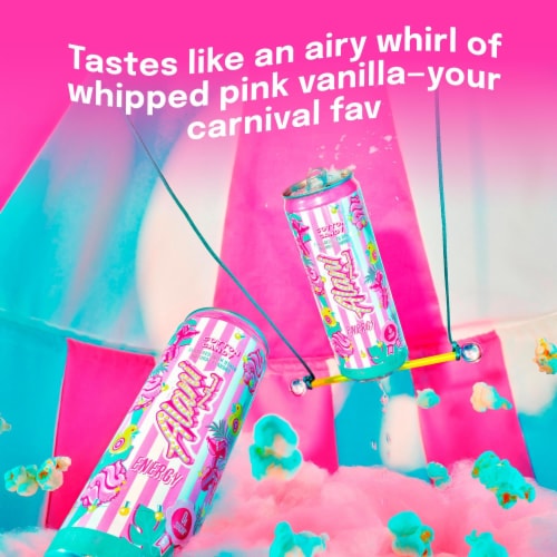 Alani Nu Energy Drink Cotton Candy 12oz Perspective: left