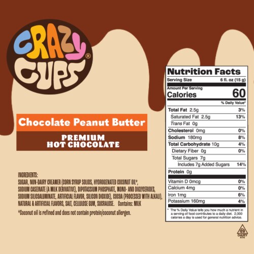 Crazy Cups Chocolate Peanut Butter Flavored Hot Cocoa Pods Perspective: left