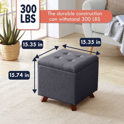 Ornavo Home Crawford Linen Tufted Square Storage Ottoman with Lift Off Lid 15 L x 15 W x 15 H Mariano s