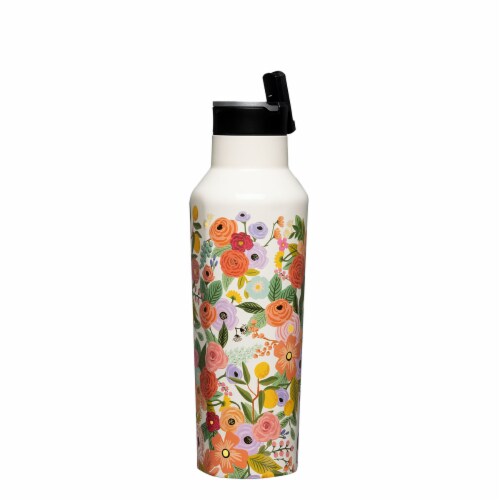 Corkcicle Rifle Paper Sport Canteen - Garden Party Cream Perspective: left