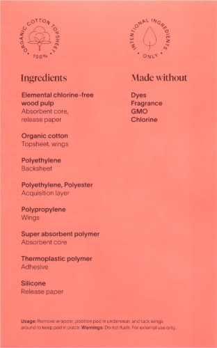 Cora™ Organic Pads Ultra Thin Regular Unscented Perspective: left