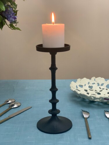 Vibhsa Large Pillar Candle Holder - Matte Black Perspective: left