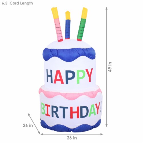 Sunnydaze Birthday Cake LED Inflatable Yard Decoration - 4 ft Perspective: left