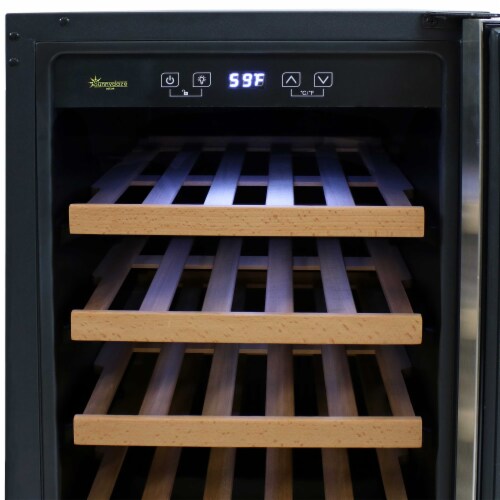 33 Bottle Mini Beverage Refrigerator Glass Door Wine Beer or Water - Stainless Perspective: left
