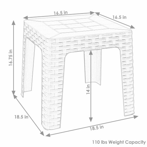 Sunnydaze 18.5 in Plastic Square Patio Side Table Gray, 16.75 Kroger