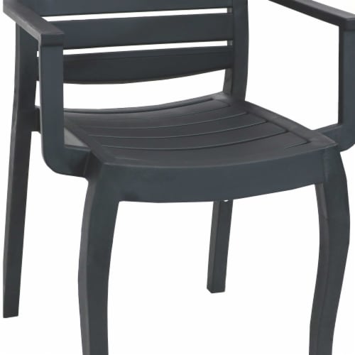 Sunnydaze Illias Plastic Outdoor Patio Arm Chair - Gray Perspective: left