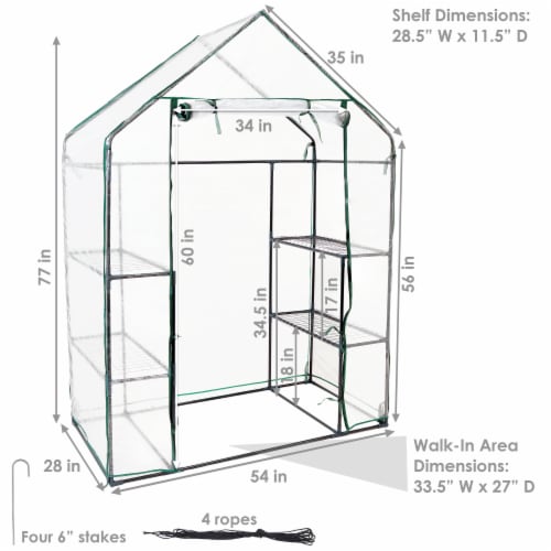 Walk-In Greenhouse 4 Shelves Outdoor Portable Garden Plant Clear Growing Rack Perspective: left