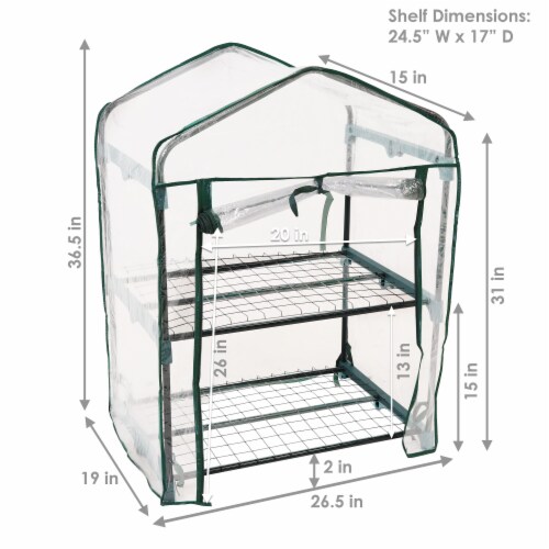 Mini Greenhouse 2 Shelves Outdoor Portable Garden Plant Growing Rack Perspective: left
