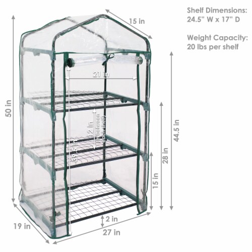 Mini Greenhouse 3 Shelves Outdoor Portable Garden Plant Green Growing Rack Perspective: left