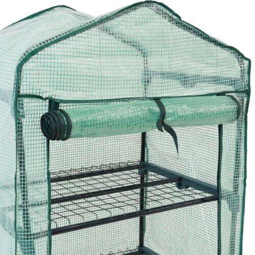 Mini Greenhouse 4 Shelves Outdoor Portable Garden Plant Green Growing Rack Perspective: left