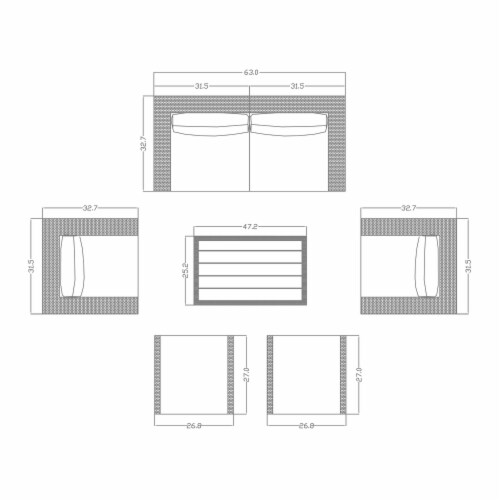 7-Piece Outdoor Patio Furniture Set Wicker Rattan Sectional Sofa & Couch with Coffee Table Perspective: left