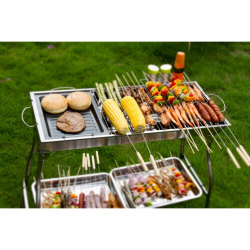 28.8 inches Portable Charcoal BBQ Grill Perspective: left