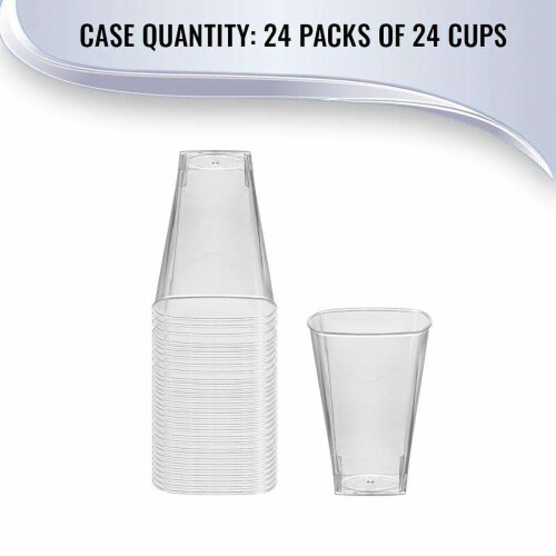 8 oz. Clear Square Plastic Cups (336 Cups) Perspective: left