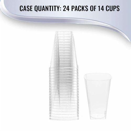 10 oz. Clear Square Plastic Cups (336 Cups) Perspective: left
