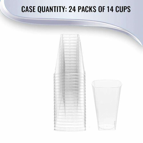 10 oz. Clear Square Plastic Cups (336 Cups) Perspective: left