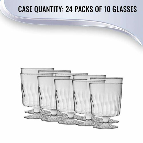 8 oz. Clear Plastic Pedestal Wine Glasses (240 Glasses) Perspective: left
